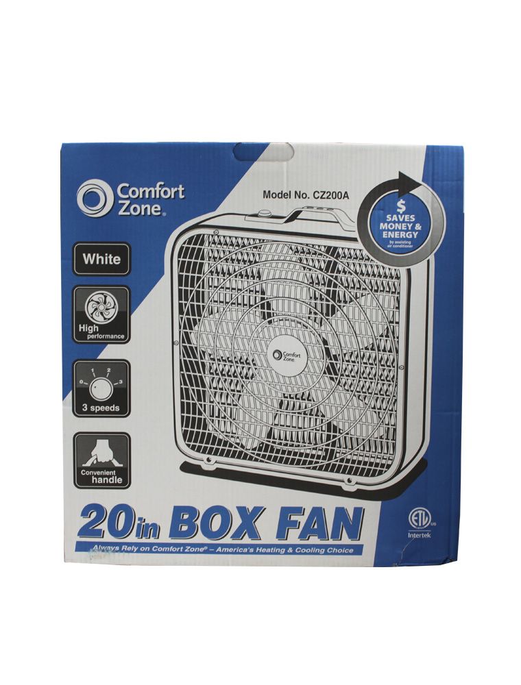 Comfort Zone 20" Box Fan White